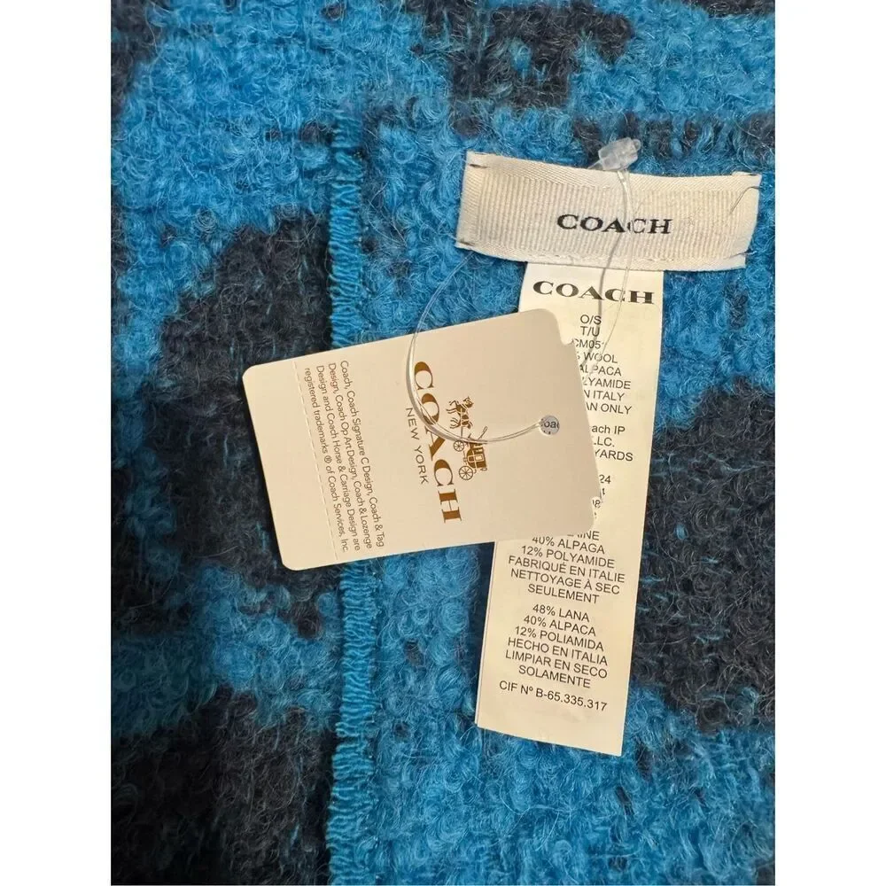 Coach two tone deep blue signature c muffler/scarf - shawl nwt